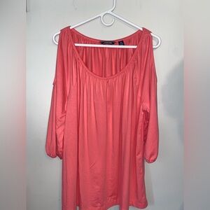 Lands'‎ End Coral 3/4 Sleeve Cut Out Blouse